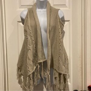 Ladies Pink Martini Cable Knit Fringe Sweater Vest